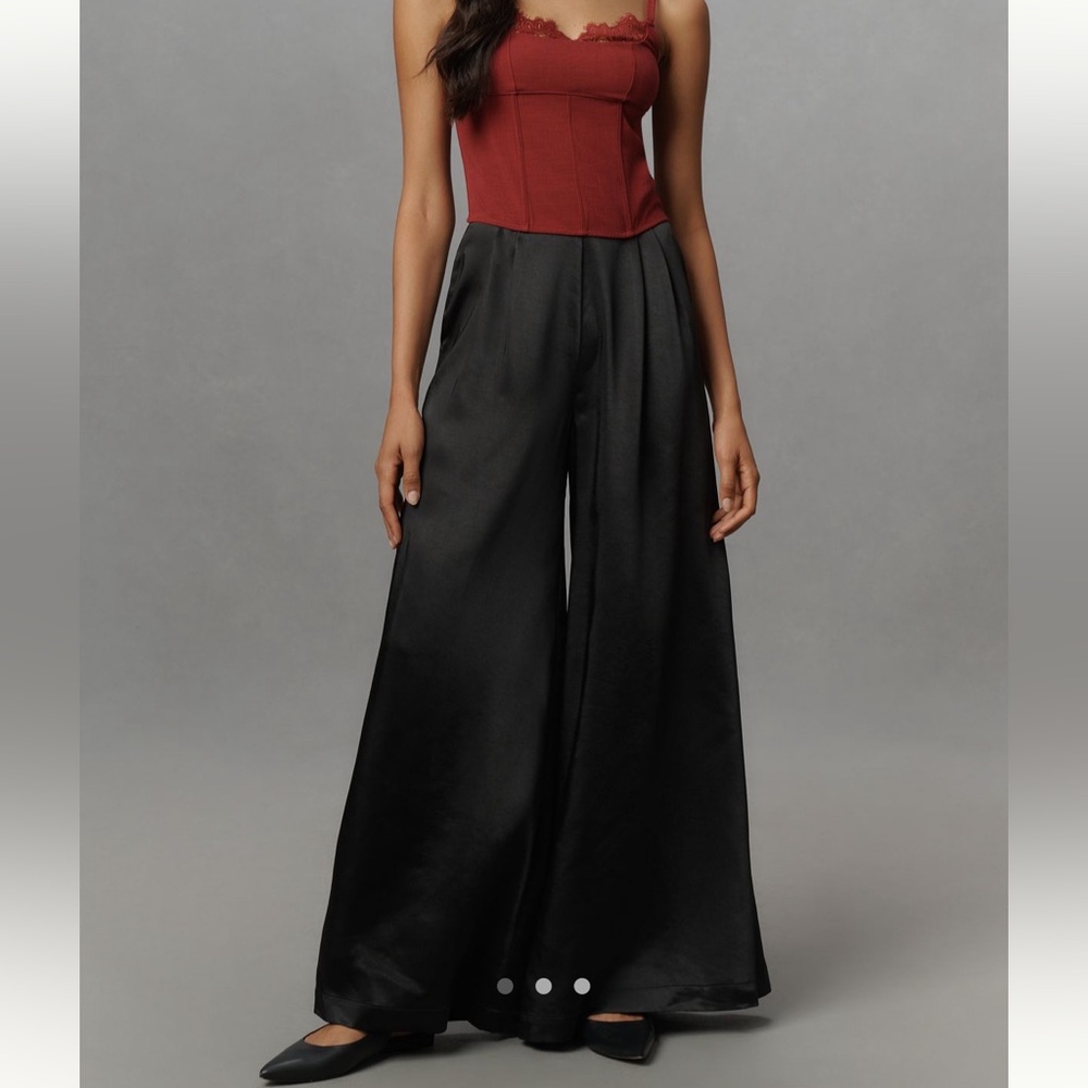Anthropologie Black Wide-Leg TND Solene Palazzo Pants